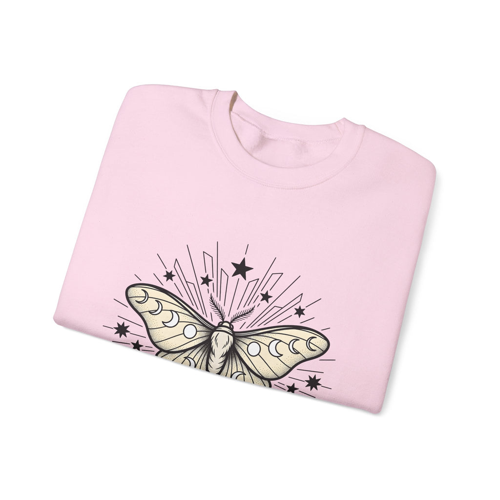 Luna Moth Sweatshirt Boho Chic Zodiac Gift Women Outline Sweatshirt Actias Luna Sweatshirt Hippie Fan Hand Drawn Sweatshirt Astrology Graphic Retro Star Shapes