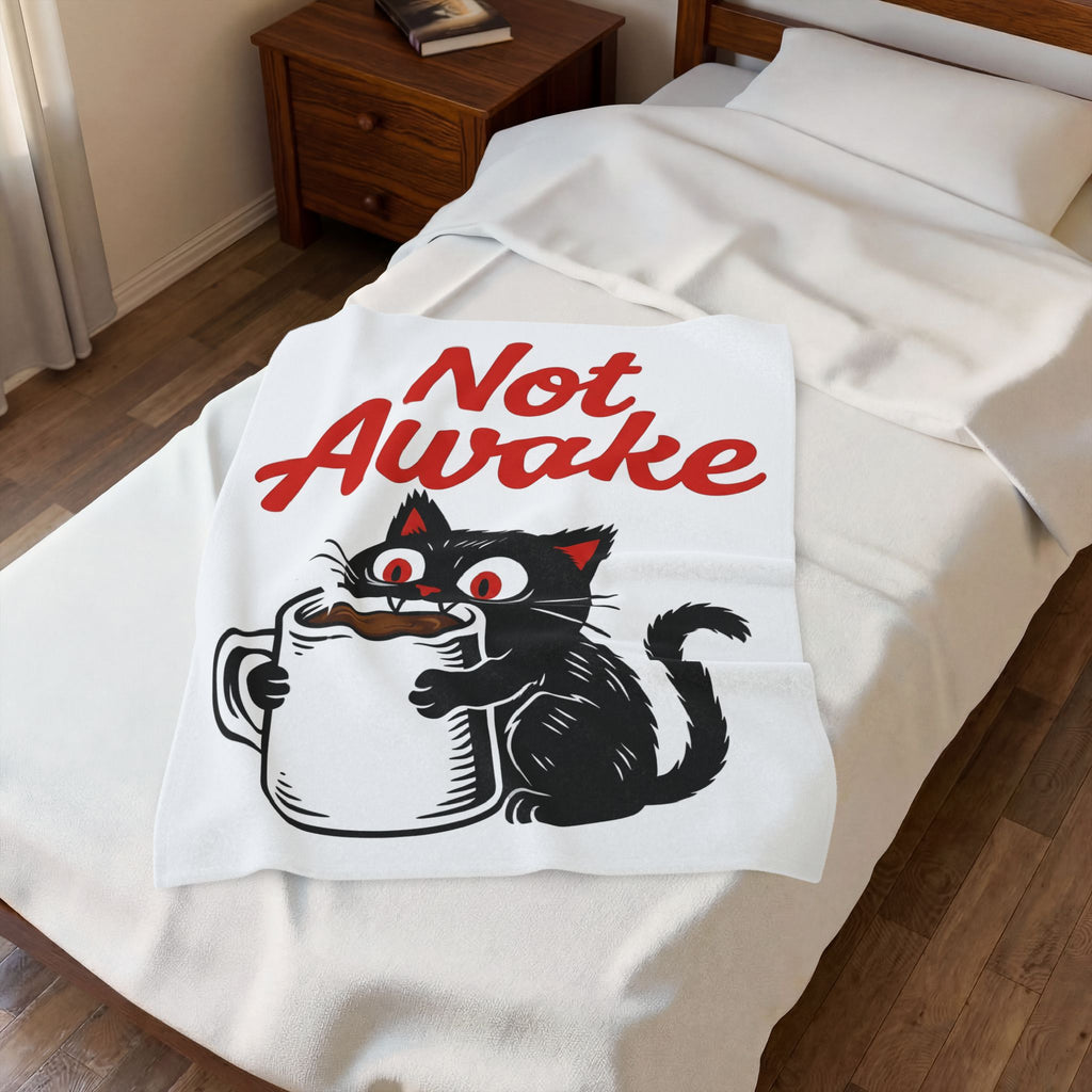 Black Cat Coffee Cat Coffee Gift Cartoon Coffee Cat Fan Comic Caffeine Retro Coffee Blanket
