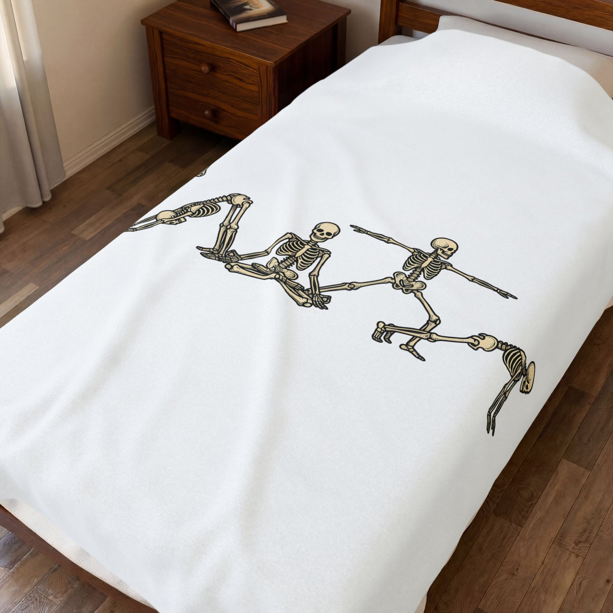 Skeleton Yoga Poses Blanket Yoga Halloween Gift Women Hand Drawn Blanket Bone Yoga Blanket Yoga Enthusiast Illustrated Graphic Spooky Design