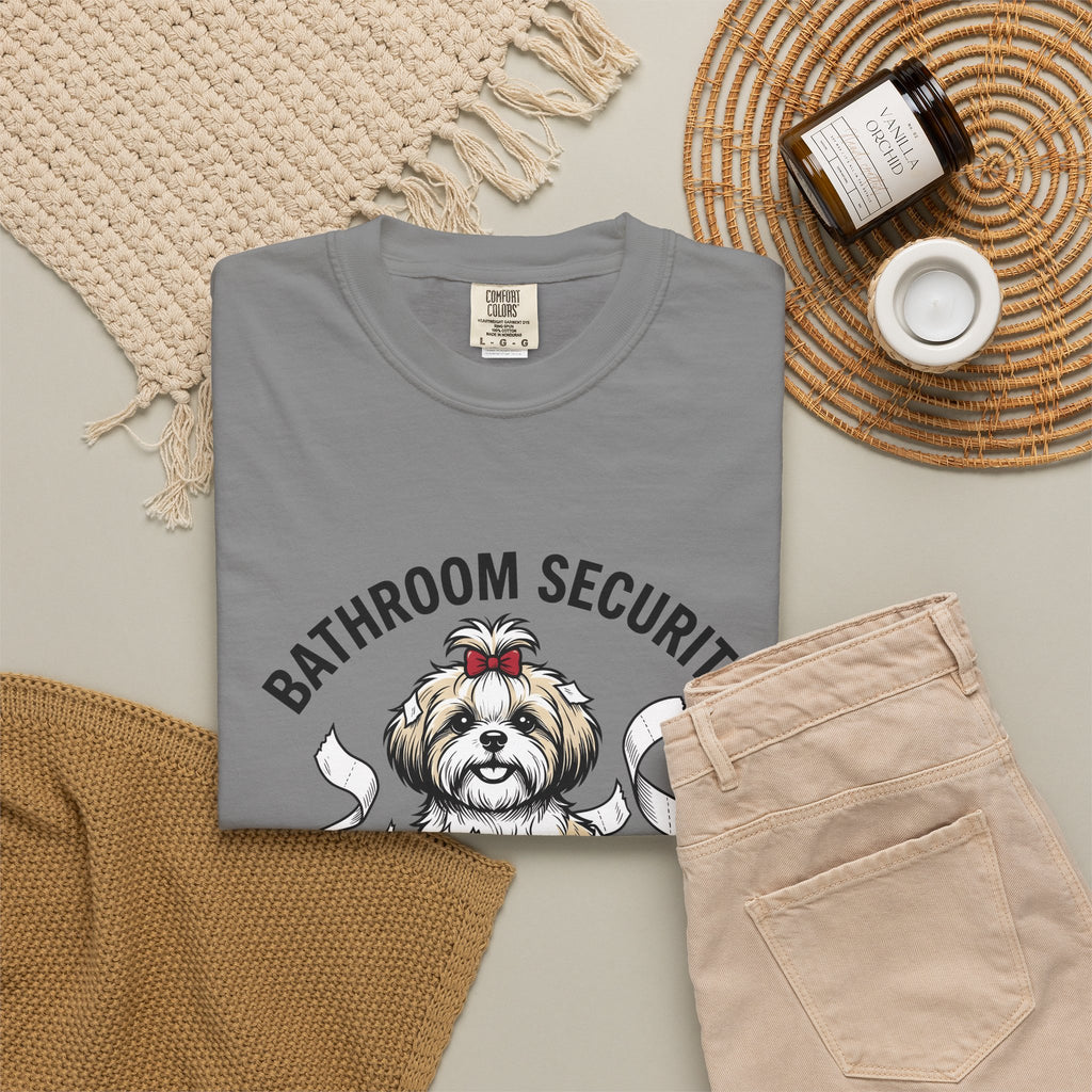 Shih Tzu Puppy T-Shirt Dog Joke Gift Women Comic T-Shirt Puppy T-Shirt Dog Fan Cartoon T-Shirt Humor Graphic Sketch Bathroom Paper T-Shirt