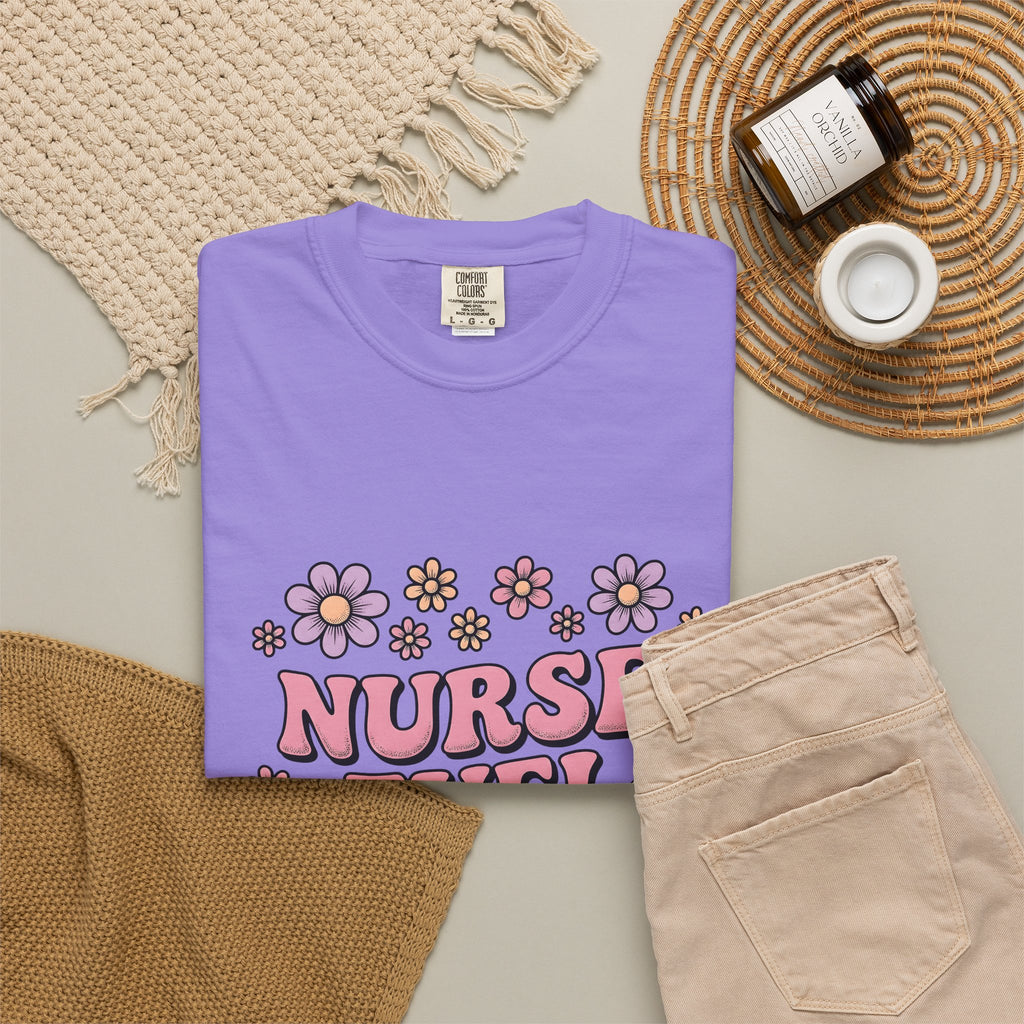 Flower Graphic T-Shirt Nurses Floral Gift Women Groovy T-Shirt Illustration T-Shirt Nurse Enthusiast Psychedelic T-Shirt Botanical Graphic Floral