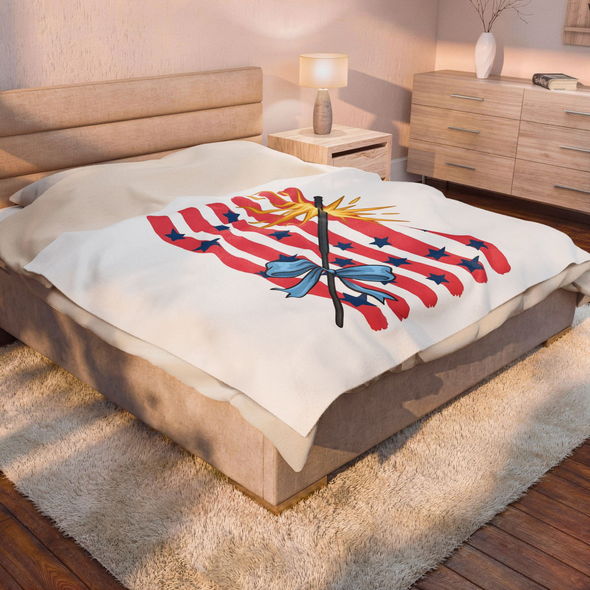 Sparkler Flag Blanket 4th Of July Celebration Gift Women Patriotic Blanket Wave Banner Blanket Independence Day Fan American Blanket Party Graphic