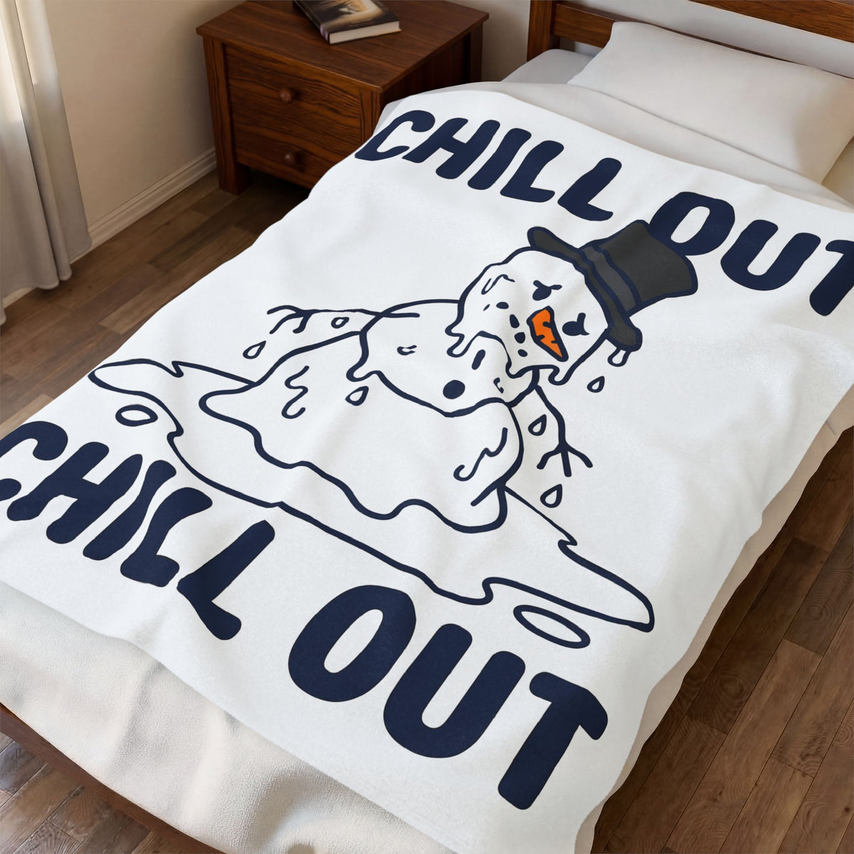 Melting Snowman Blanket Christmas Comedy Gift Women Illustration Blanket Frosty Blanket Xmas Fan Drawing Graphic Sketch Top Hat Blanket