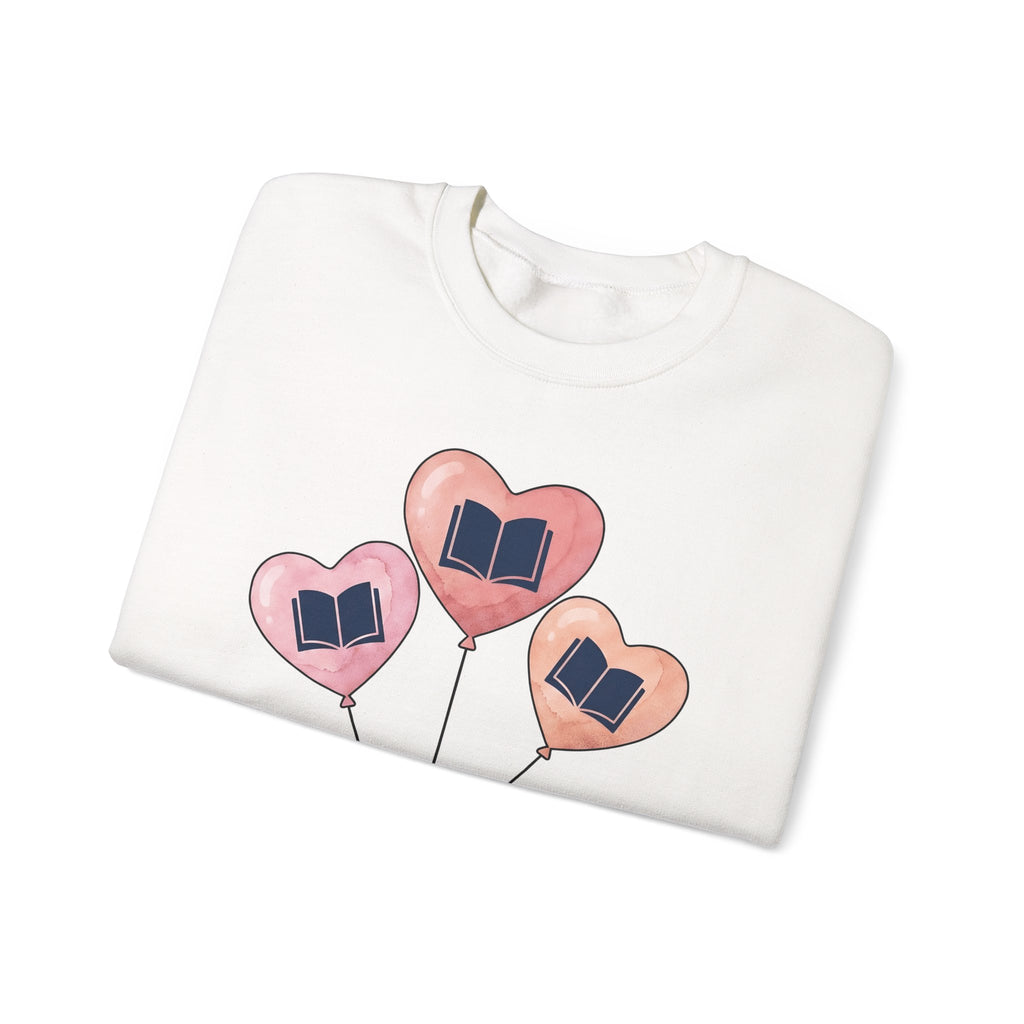 Love Balloon Sweatshirt Cute Books Gift Women Paint Sweatshirt Balloon Sweatshirt Adorable Fan Artistic Sweatshirt Literary Graphic Sketch Novel Sweatshirt