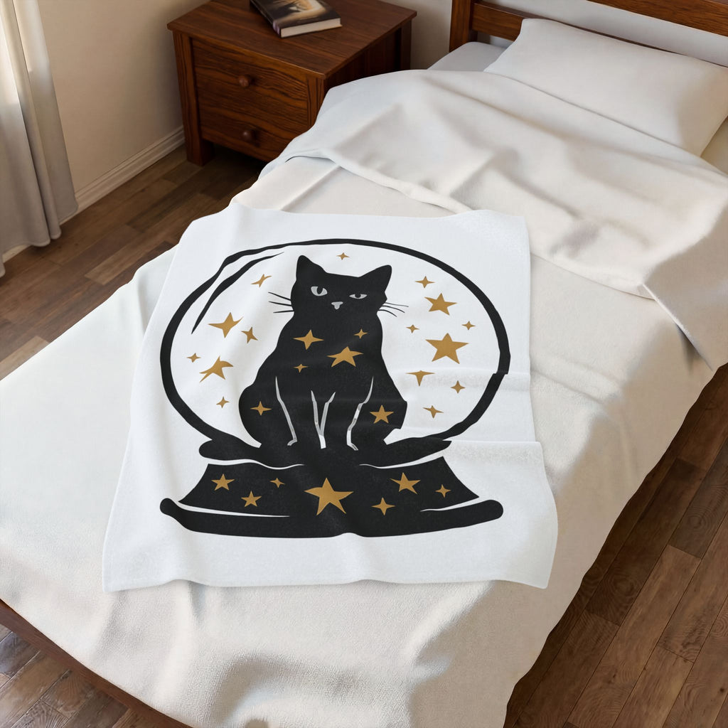 Dark Cat Orb Blanket Cat Magic Gift Women Simple Blanket Black Cat Ball Blanket Cat Fan Feline Graphic Blanket Retro Sparkles Blanket