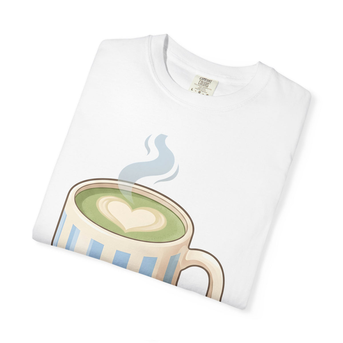 Matcha Latte T-Shirt Coffee Foodie Gift Women Kawaii T-Shirt Green Tea T-Shirt Coffee Fan Cute T-Shirt Food Graphic Minimalist Heart Steam T-Shirt