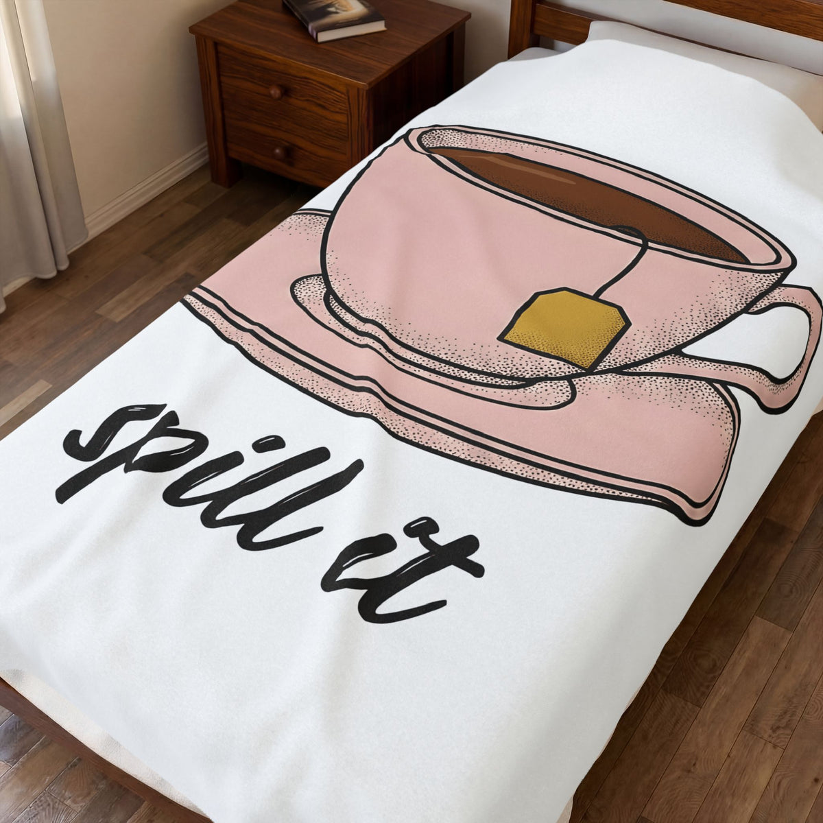 Tea Cup Blanket Drinks Foodie Gift Women Hand Drawn Blanket Teacup Blanket Beverage Fan Illustrated Blanket Food Graphic Minimalist Tea Blanket Blanket
