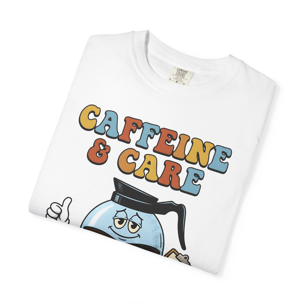 Coffee Pot Character T-Shirt Nurses Coffee Gift Women Cartoon T-Shirt Coffee Maker T-Shirt Nurse Fan Cartoony T-Shirt Caffeine Graphic Retro