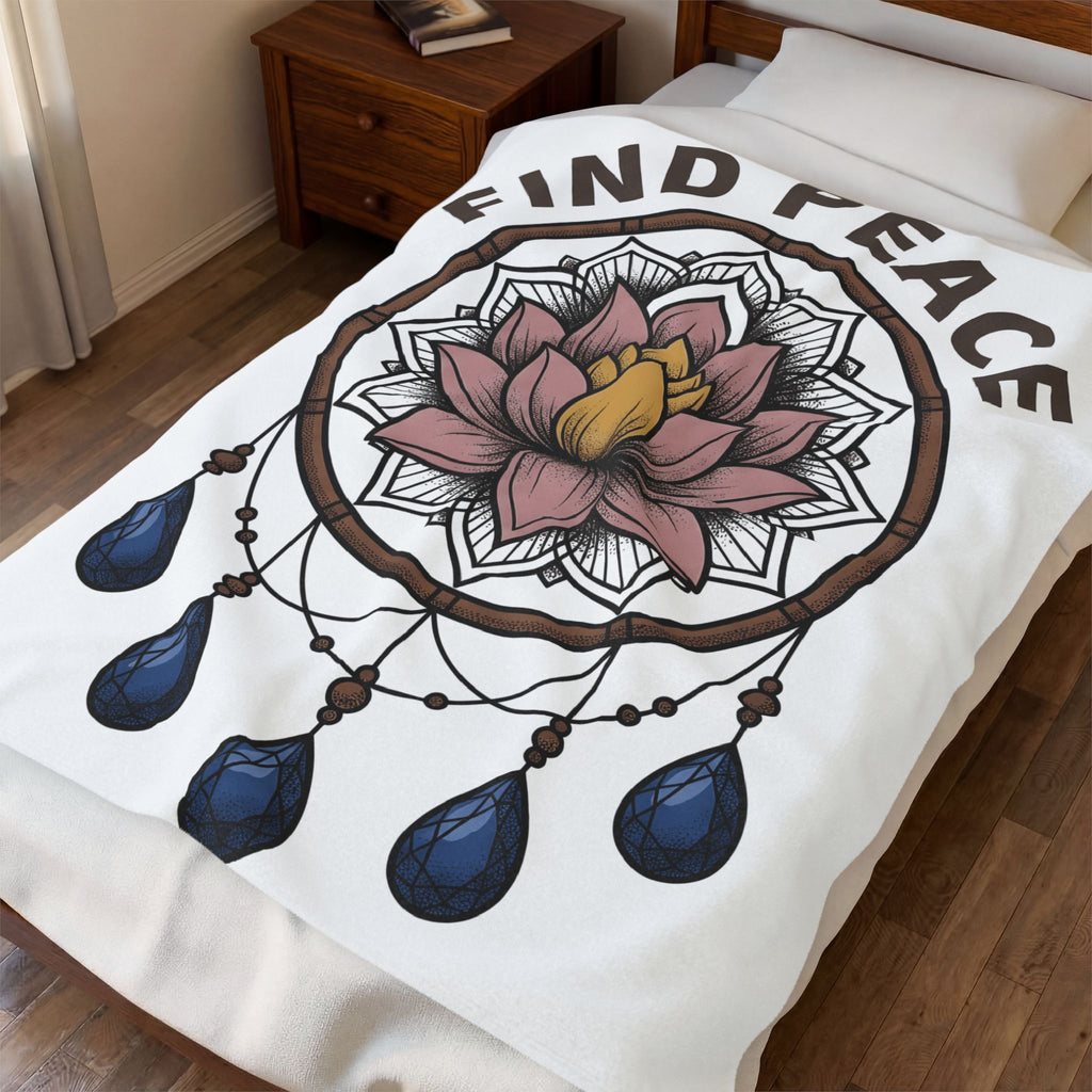 Lotus Dreamcatcher Blanket Boho Chic Meditation Gift Women Geometric Blanket Dreamcatcher Blanket Bohemian Enthusiast Geometric Blanket Mindfulness