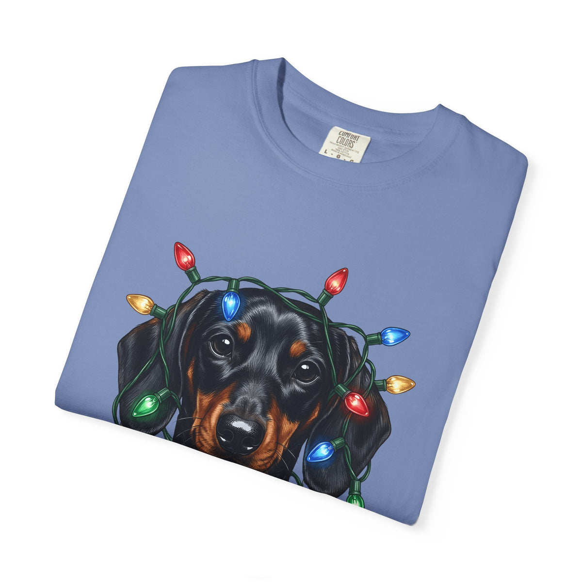 Dachshund Dog T-Shirt Dog Holiday Gift Women Realistic T-Shirt Wiener Dog T-Shirt Dog Fan Photorealistic T-Shirt Christmas Graphic Hand Drawn