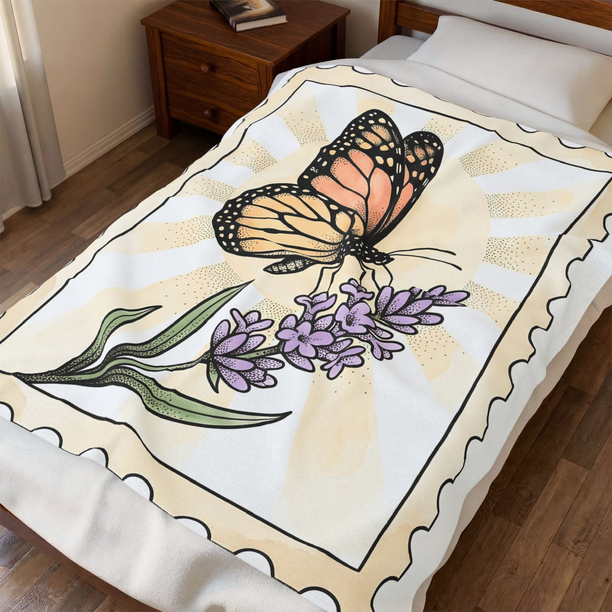 Moth Flower Butterfly Plant Gift Hippie Flower Butterfly Enthusiast Bohemian Floral Classic Blanket