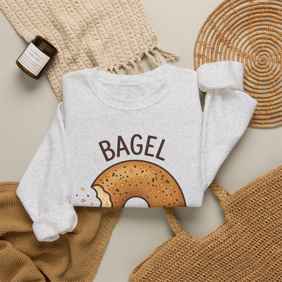 Bagel Desserts Morning Gift Doodle Bagel Pastry Fan Hand Drawn Breakfast Old School Sweatshirt