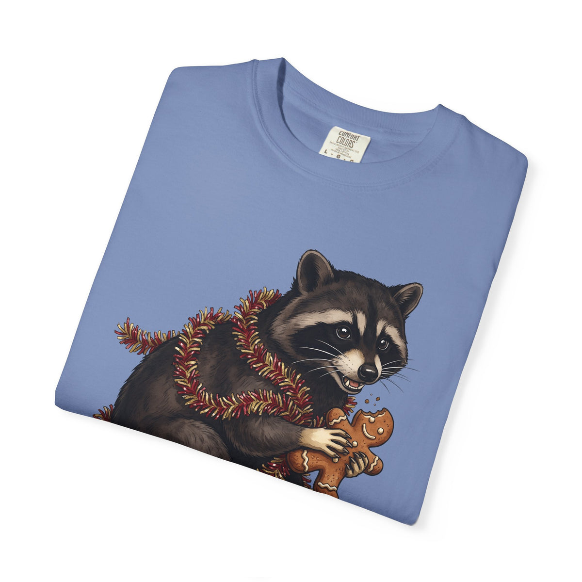 Raccoon Graphic T-Shirt Christmas Animal Gift Women Cute T-Shirt Trash Panda T-Shirt Xmas Fan Wildlife Graphic Illustration Hand Drawn Gingerbread