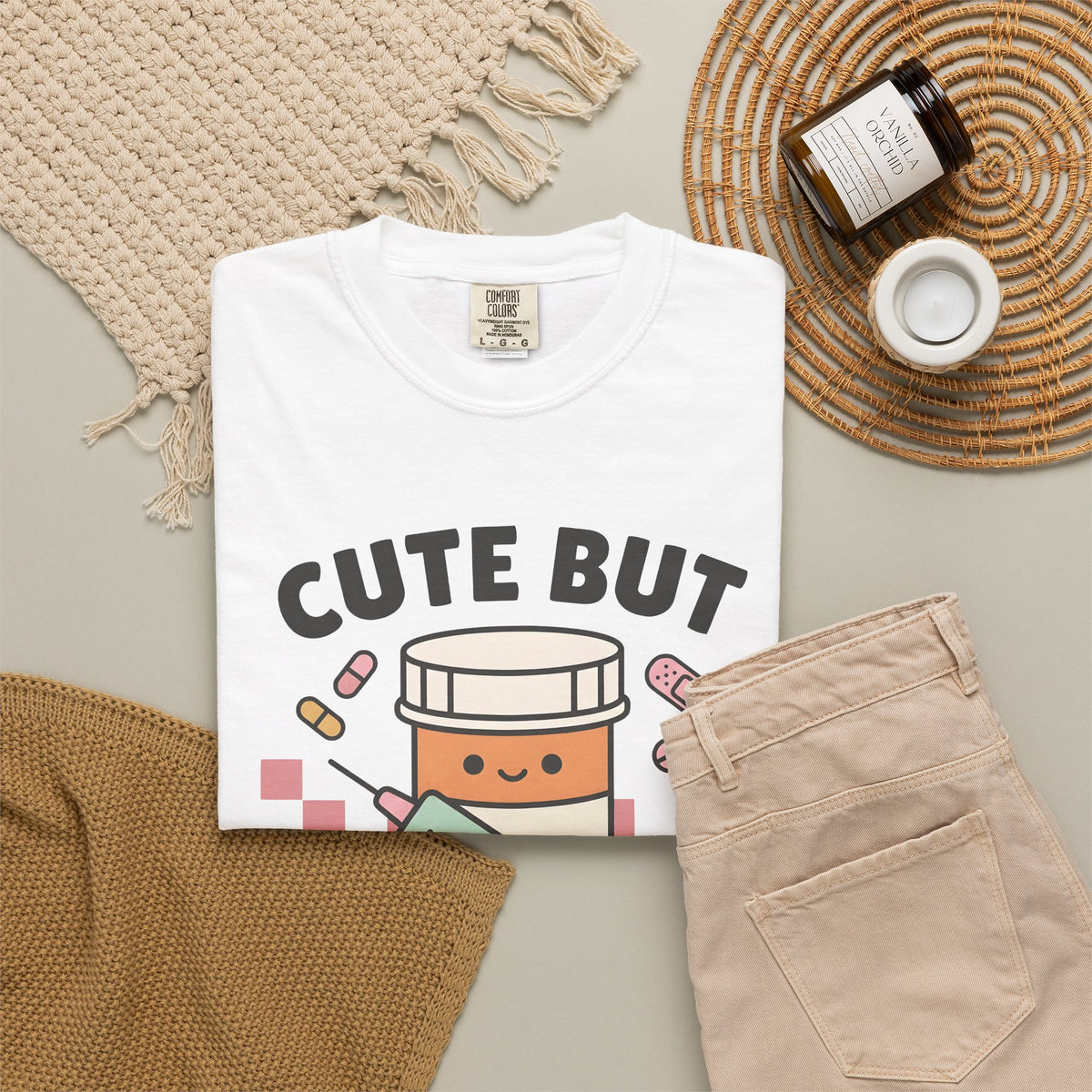 Pill Bottle Syringe T-Shirt Nurses Medical Gift Women Kawaii T-Shirt Medication T-Shirt Nurse Enthusiast Cute T-Shirt Healthcare Graphic Cartoon
