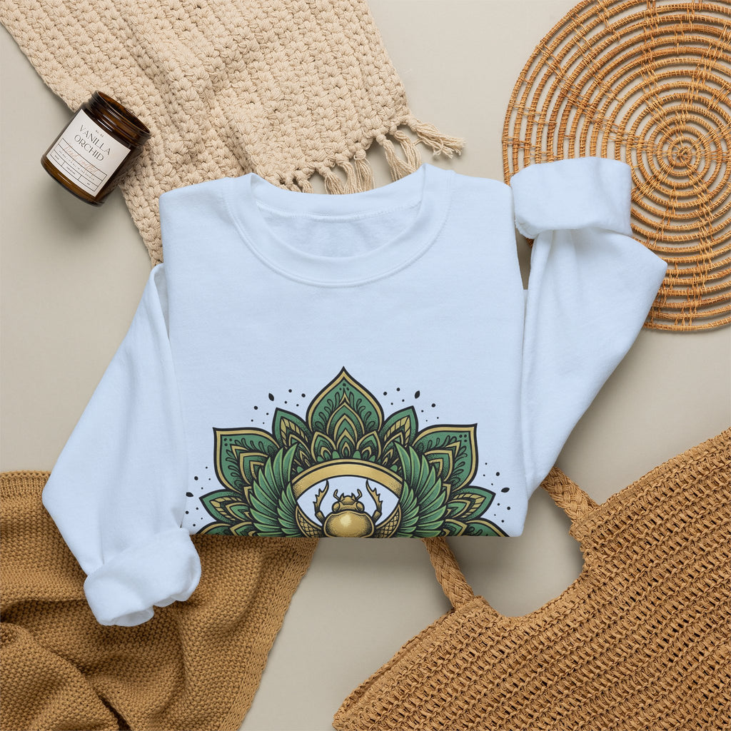 Scarab Mandala Sweatshirt Boho Chic Spiritual Gift Women Bohemian Sweatshirt Mandala Sweatshirt Hippie Enthusiast Tribal Sweatshirt Mystical Graphic Geometric