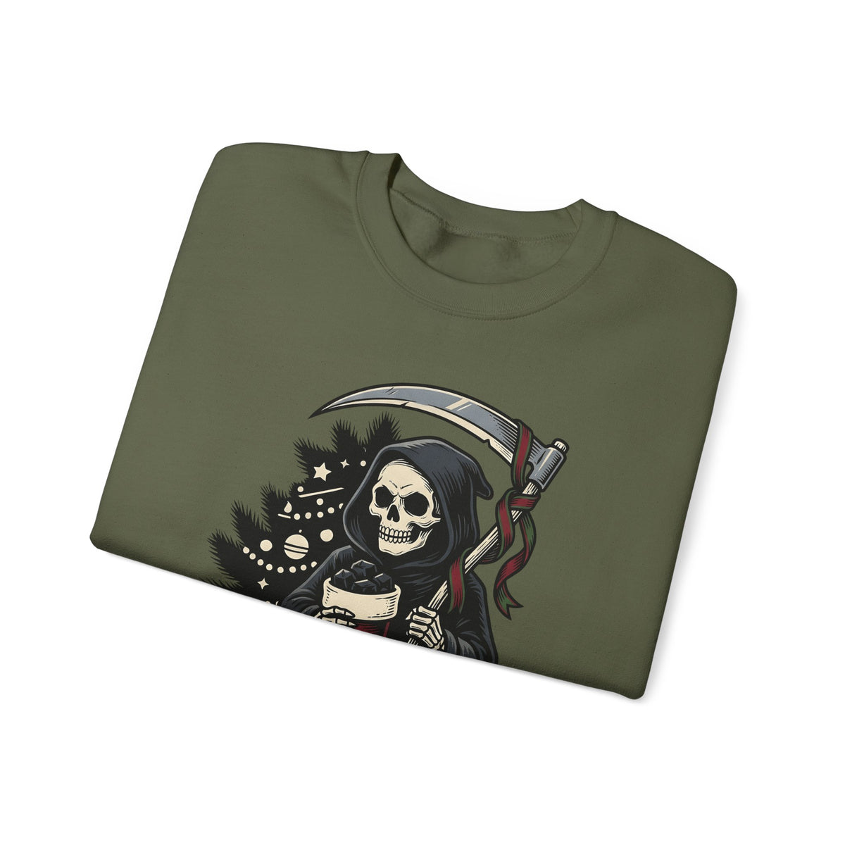 Death Figure Sweatshirt Christmas Dark Gift Women Distressed Sweatshirt Grim Reaper Sweatshirt Xmas Fan Gothic Sweatshirt Macabre Graphic