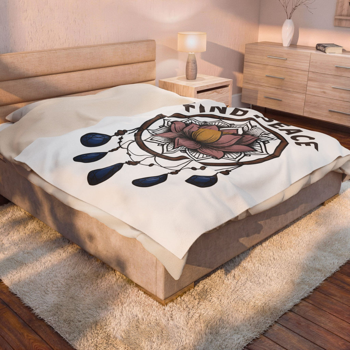 Lotus Dreamcatcher Blanket Boho Chic Meditation Gift Women Geometric Blanket Dreamcatcher Blanket Bohemian Enthusiast Geometric Blanket Mindfulness