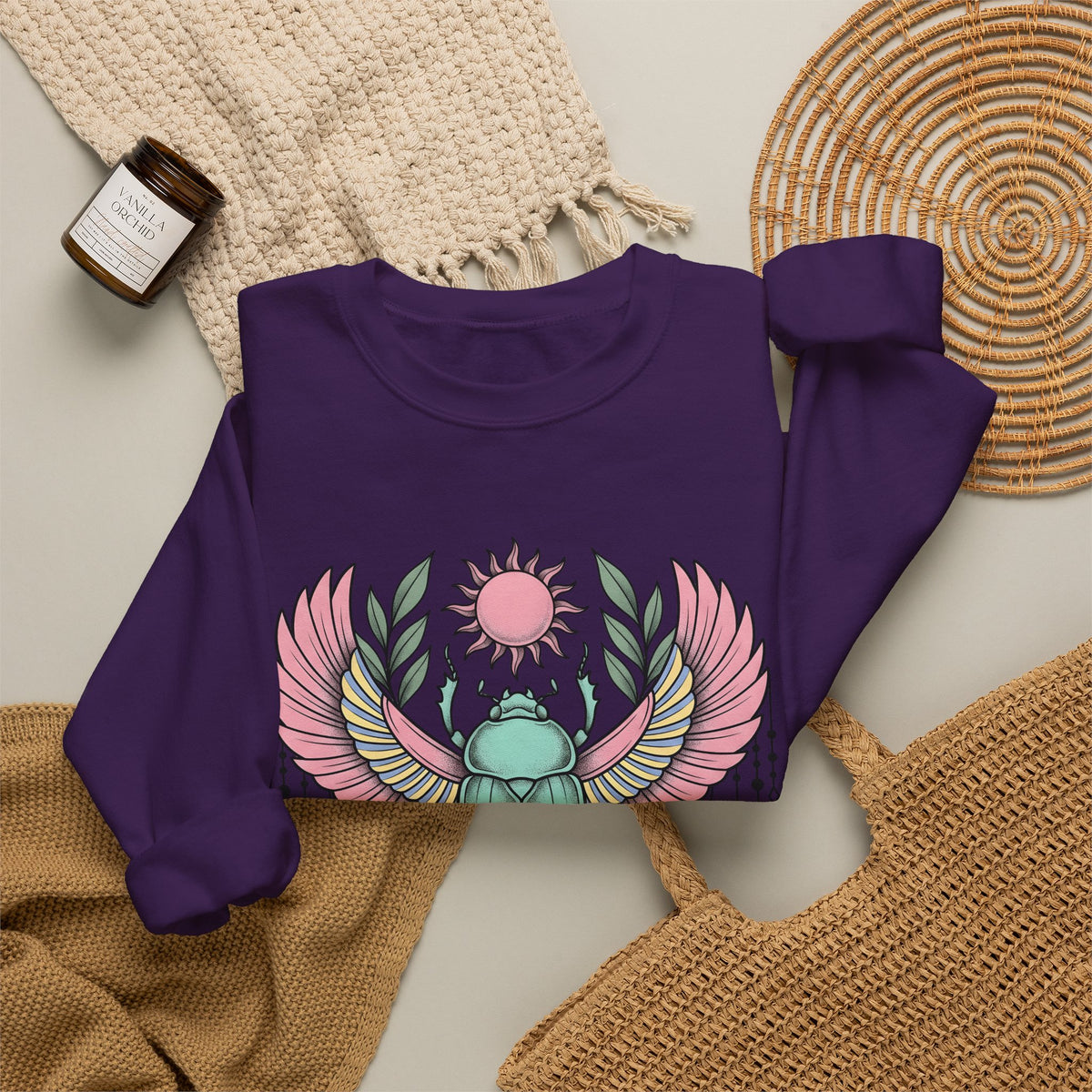 Scarab Bug Boho Chic Metaphysical Gift Tribal Beetle Bohemian Enthusiast Primitive Spiritual Sweatshirt
