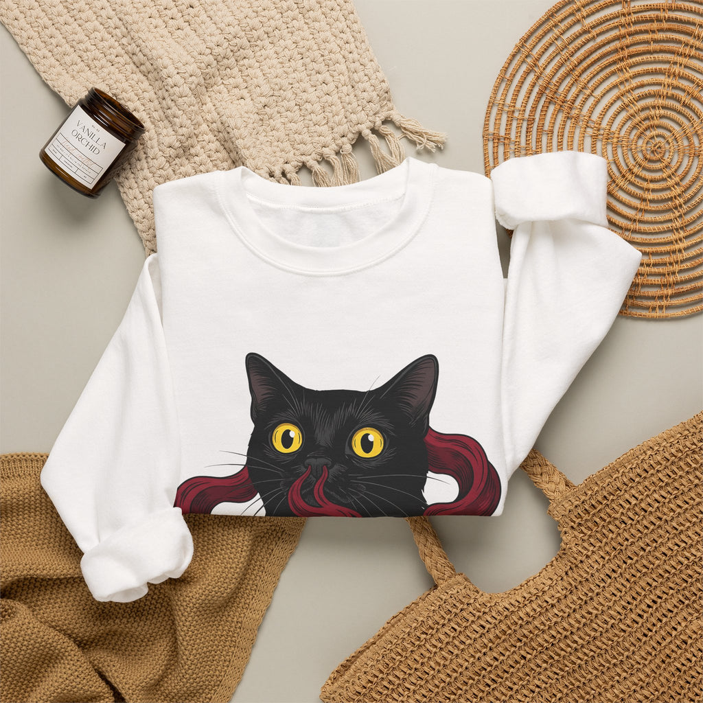 Black Cat Cat Magic Gift Haunted Kitten Cat Fan Spooky Occult Old Fashioned Smudge Sweatshirt