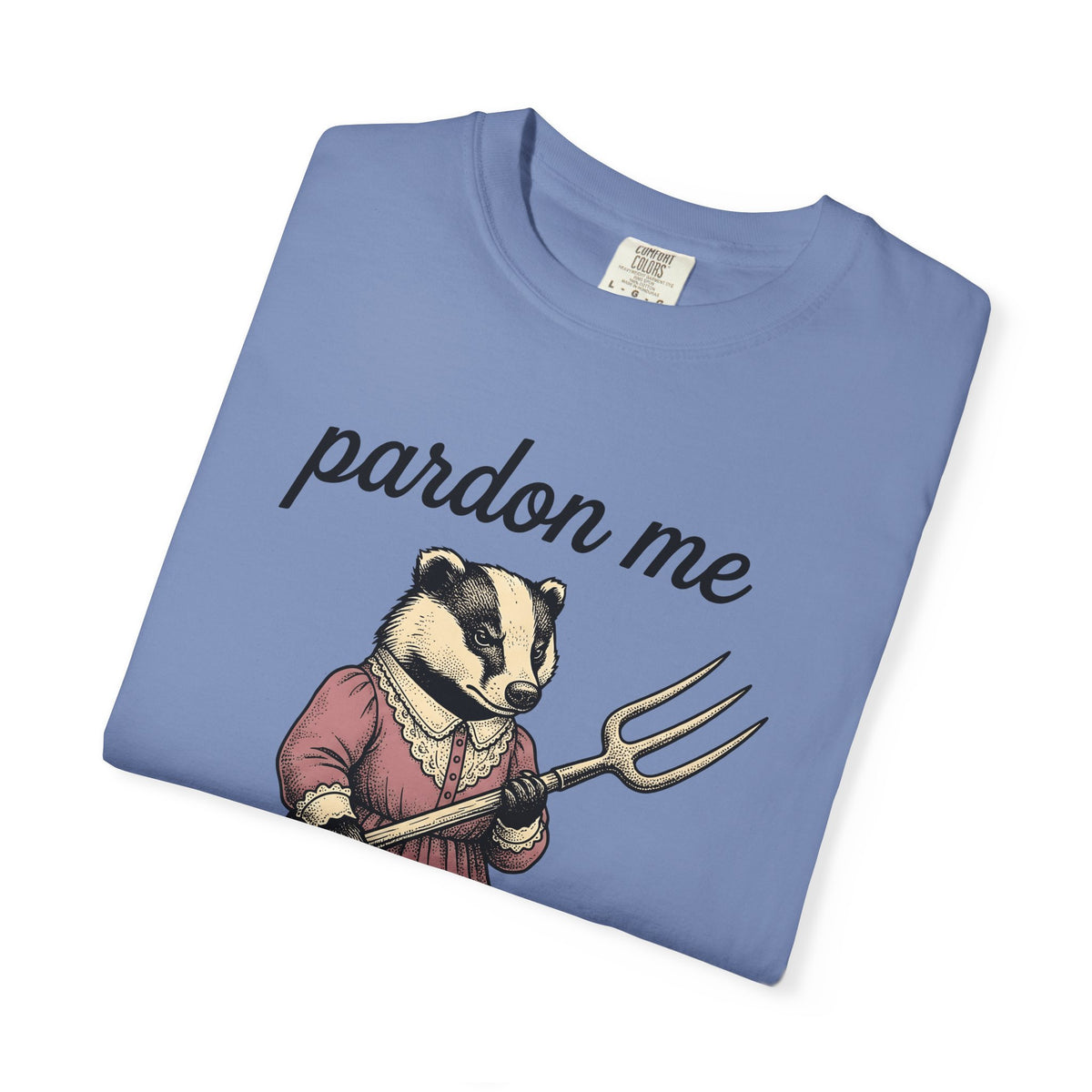 Badger Attire T-Shirt Funny Critter Gift Women Rustic T-Shirt Badger T-Shirt Humor Fan Folk T-Shirt Animal Graphic Doodle Fork Tool T-Shirt