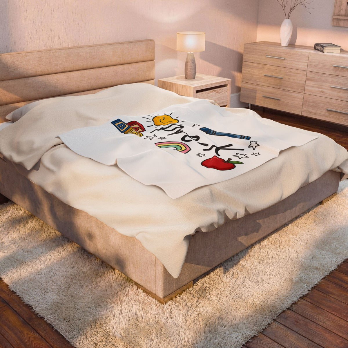 School Items Blanket Teacher Kindergarten Gift Women Line Art Blanket School Supplies Blanket Educator Enthusiast Illustration Blanket Preschool