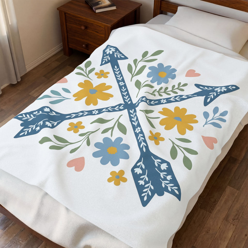 Crossed Arrows Blanket Cowgirl Country Gift Women Folk Blanket Quivers Blanket Rodeo Fan Quilt Design Southwestern Wildflowers Blanket