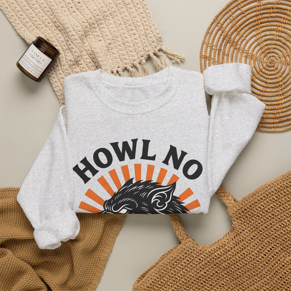 Wolf Face Halloween Scary Gift Werewolf Horror Fan Creepy Retro Sunburst Sweatshirt