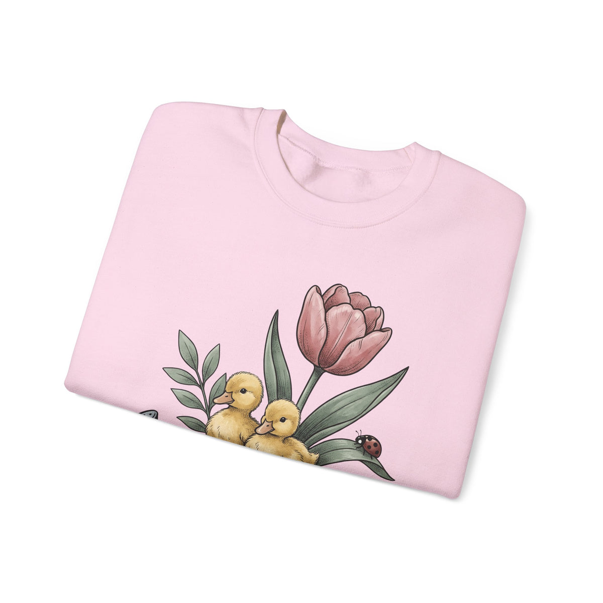 Baby Ducks Watering Pot Sweatshirt Easter Garden Gift Women Sketch Sweatshirt Duckling Sweatshirt Spring Fan Doodle Sweatshirt Gardening Graphic Retro Flower