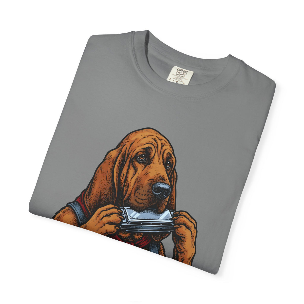 Bloodhound Canine T-Shirt Dog Songs Gift Women Rustic T-Shirt Hound T-Shirt Dog Fan Coonhound Graphic T-Shirt Cartoon Mouth Harp T-Shirt