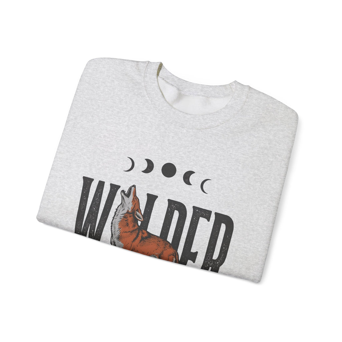 Howling Wolf Sweatshirt Boho Chic Nature Gift Women Vintage Sweatshirt Wolf Sweatshirt Bohemian Fan Retro Sweatshirt Environmental Graphic Hand Drawn Moon