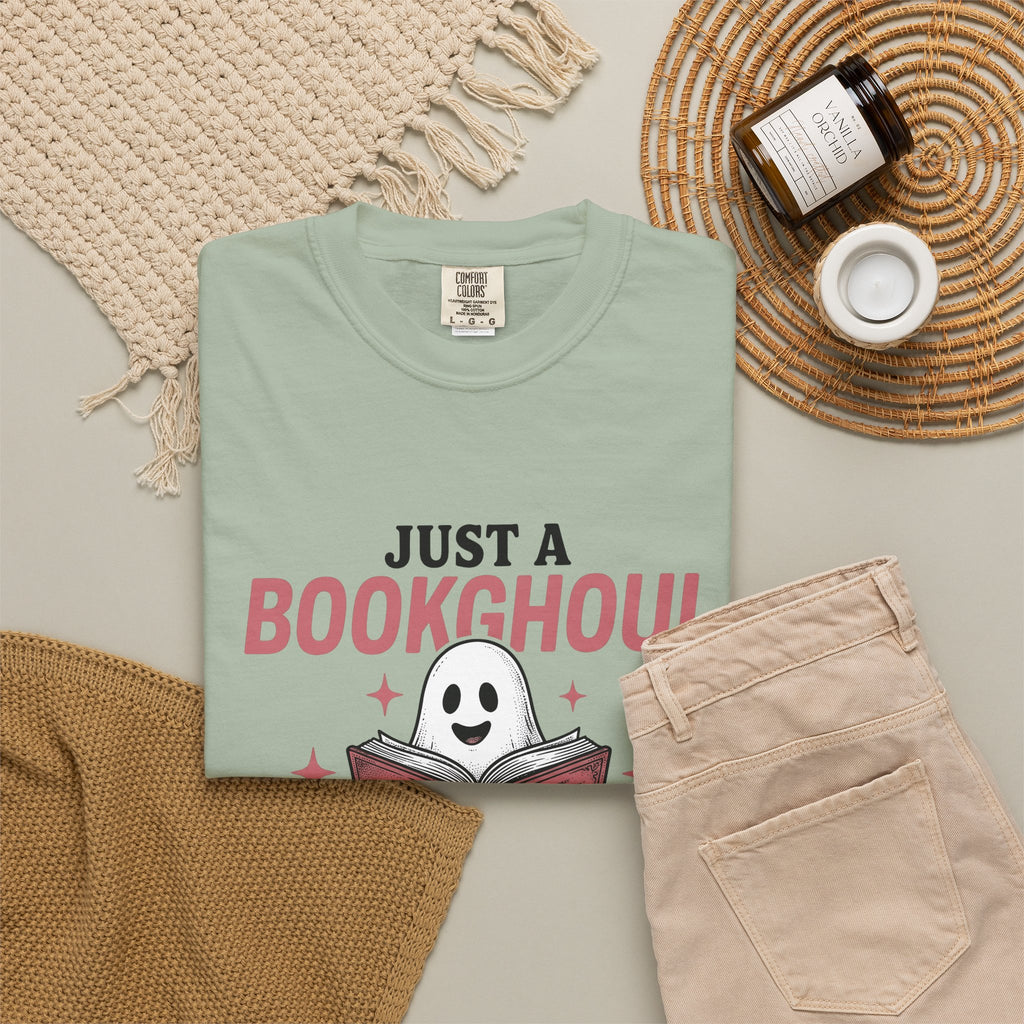 Phantom Reading Book T-Shirt Halloween Reader Gift Women Illustration T-Shirt Bookworm T-Shirt Spooky Fan Ghostly T-Shirt Book Graphic Sketch