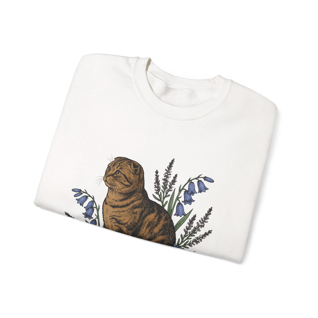 Tiger Cat Sweatshirt Cat Petals Gift Women Leaf Sweatshirt Tabby Cat Sweatshirt Cat Fan Feline Sweatshirt Floral Graphic Sketch Wild Blooms Sweatshirt