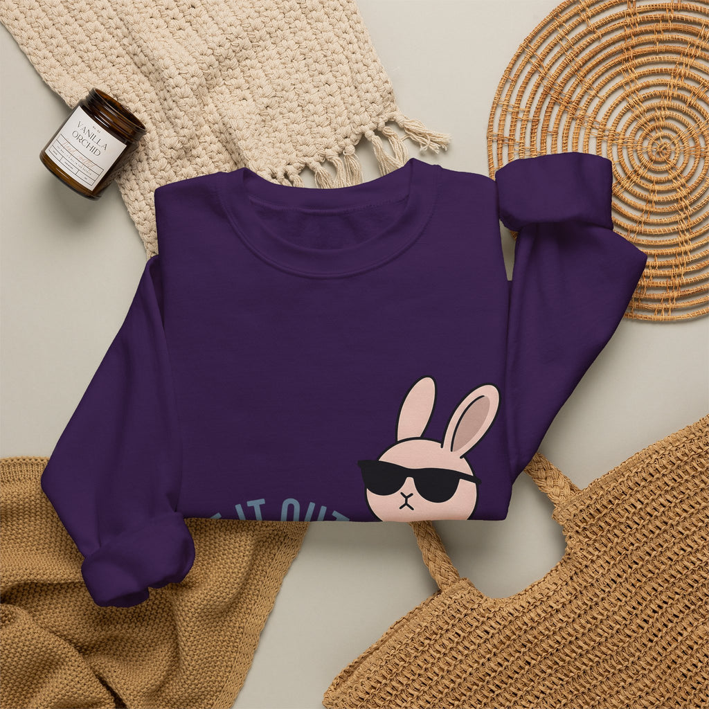 Bunny Sunglasses Sweatshirt Teacher Humor Gift Women Cartoon Sweatshirt Rabbit Shades Sweatshirt Educator Enthusiast Comic Sweatshirt Funny Graphic Minimalist