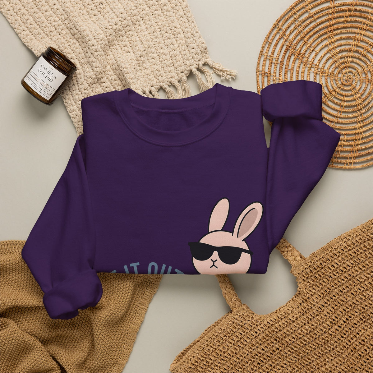 Bunny Sunglasses Sweatshirt Teacher Humor Gift Women Cartoon Sweatshirt Rabbit Shades Sweatshirt Educator Enthusiast Comic Sweatshirt Funny Graphic Minimalist