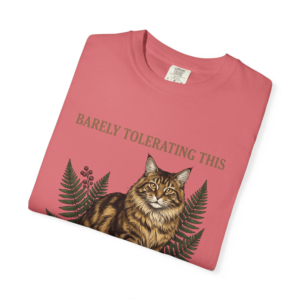 Maine Coon Pet Cat Fun Gift Plant Cat Cat Fan Botanical Humorous Traditional Frond T-Shirt