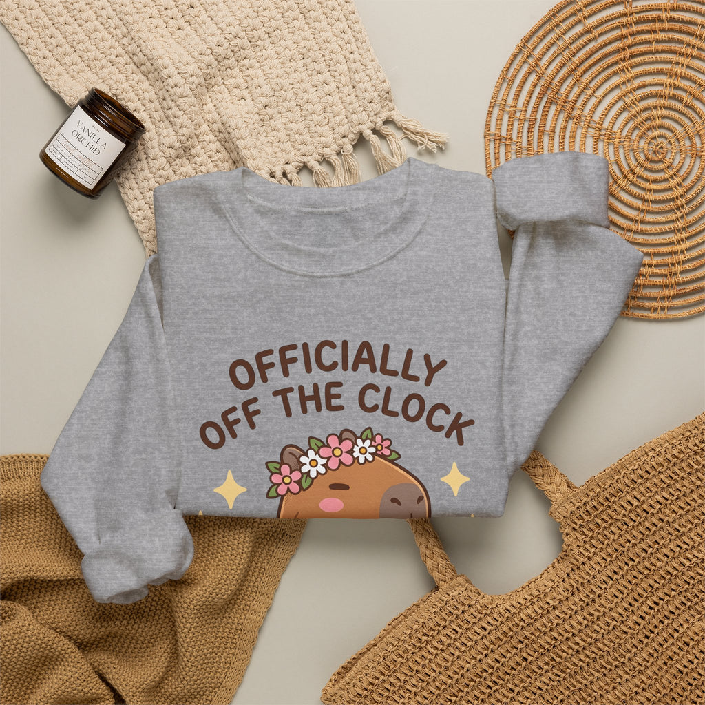 Capybara Coffee Sweatshirt Nurses Animal Gift Women Cute Sweatshirt Coffee Sweatshirt Nurse Enthusiast Adorable Sweatshirt Wildlife Graphic Cartoon Daisies