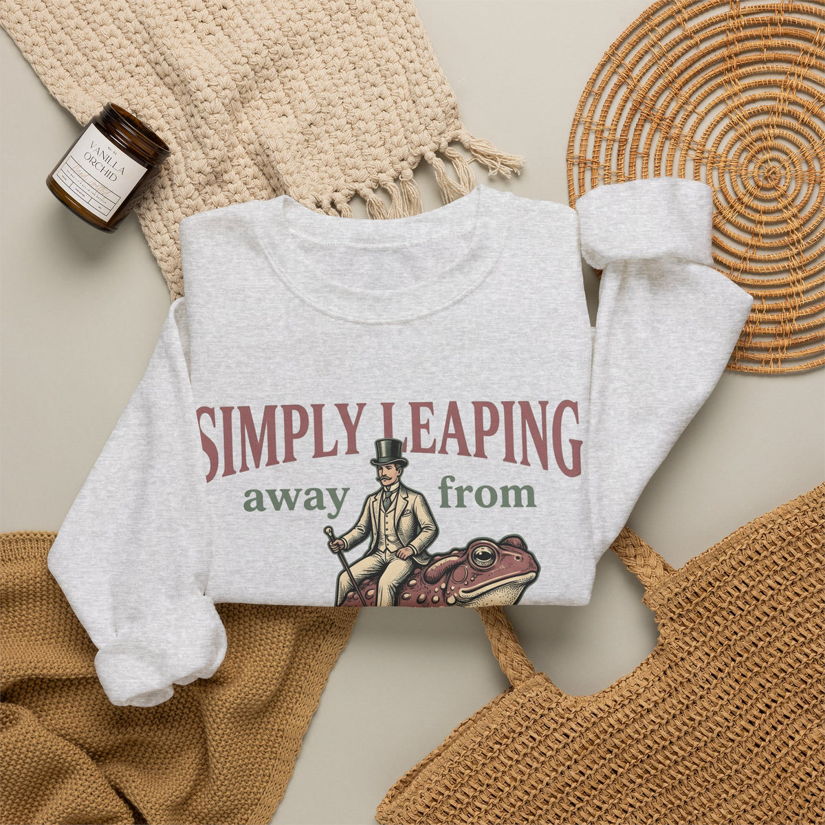 Man Riding Toad Sweatshirt Funny Animal Gift Women Vintage Sweatshirt Rider Sweatshirt Humor Fan Retro Illustration Graphic Retro Top Hat Sweatshirt