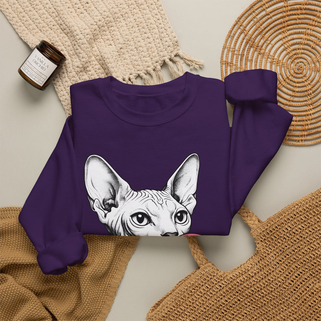 Sphynx Feline Sweatshirt Cat Pet Supplies Gift Women Neo Traditional Sweatshirt Cat Sweatshirt Cat Fan Faux Illustration Pet Accessories Graphic Clean