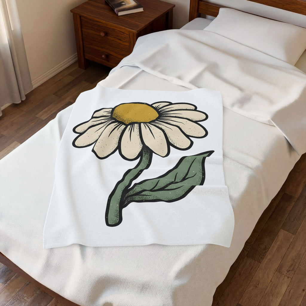 Daisy Petal Blanket Floral Nature Gift Women Cartoon Blanket Flower Blanket Botanical Fan Comic Blanket Outdoor Graphic Silhouette Sprig Blanket