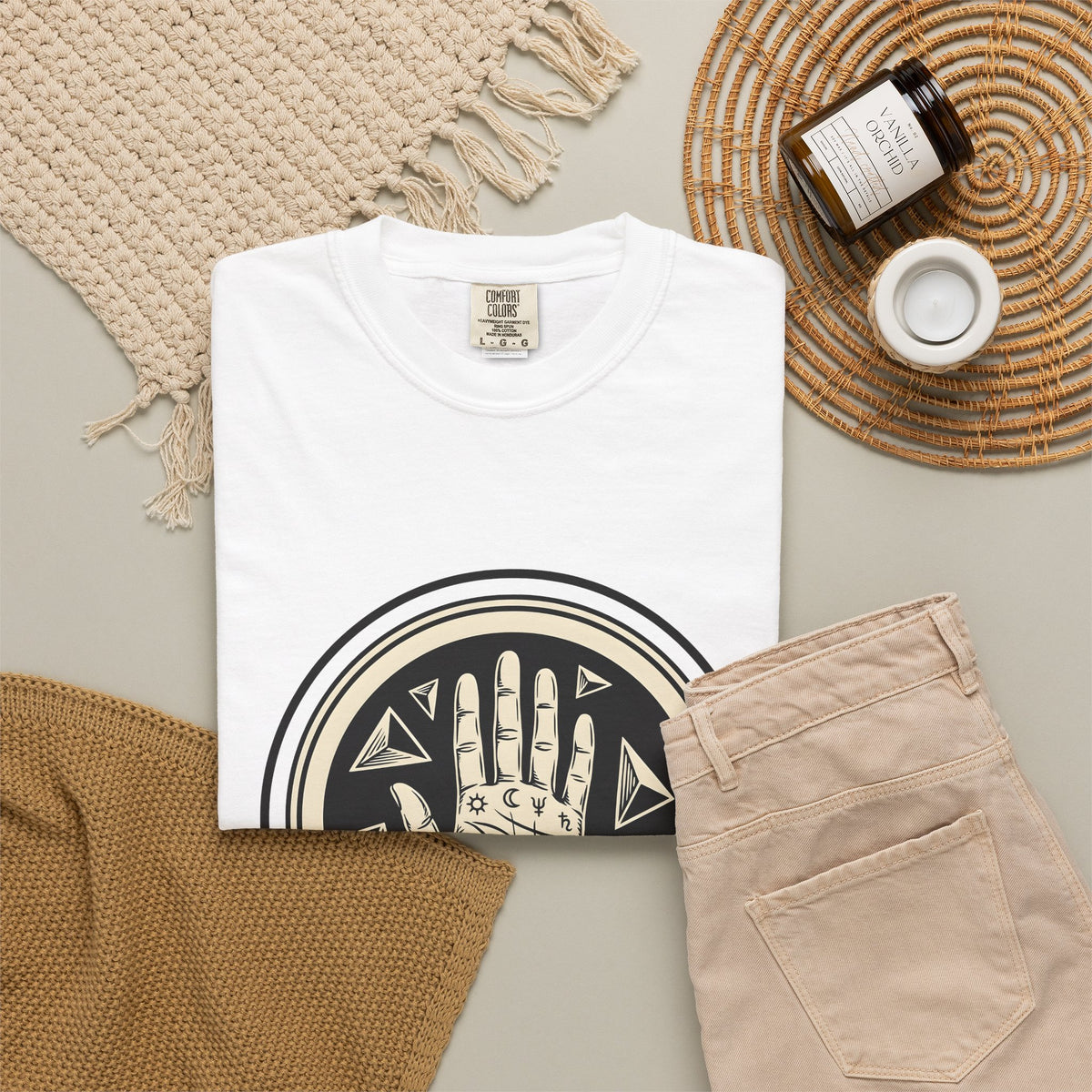 Enchanted Hand T-Shirt Mystical Esoteric Gift Women Folk T-Shirt Magical Hand T-Shirt Occult Fan Primitive T-Shirt Mystical Graphic Antique Polygon