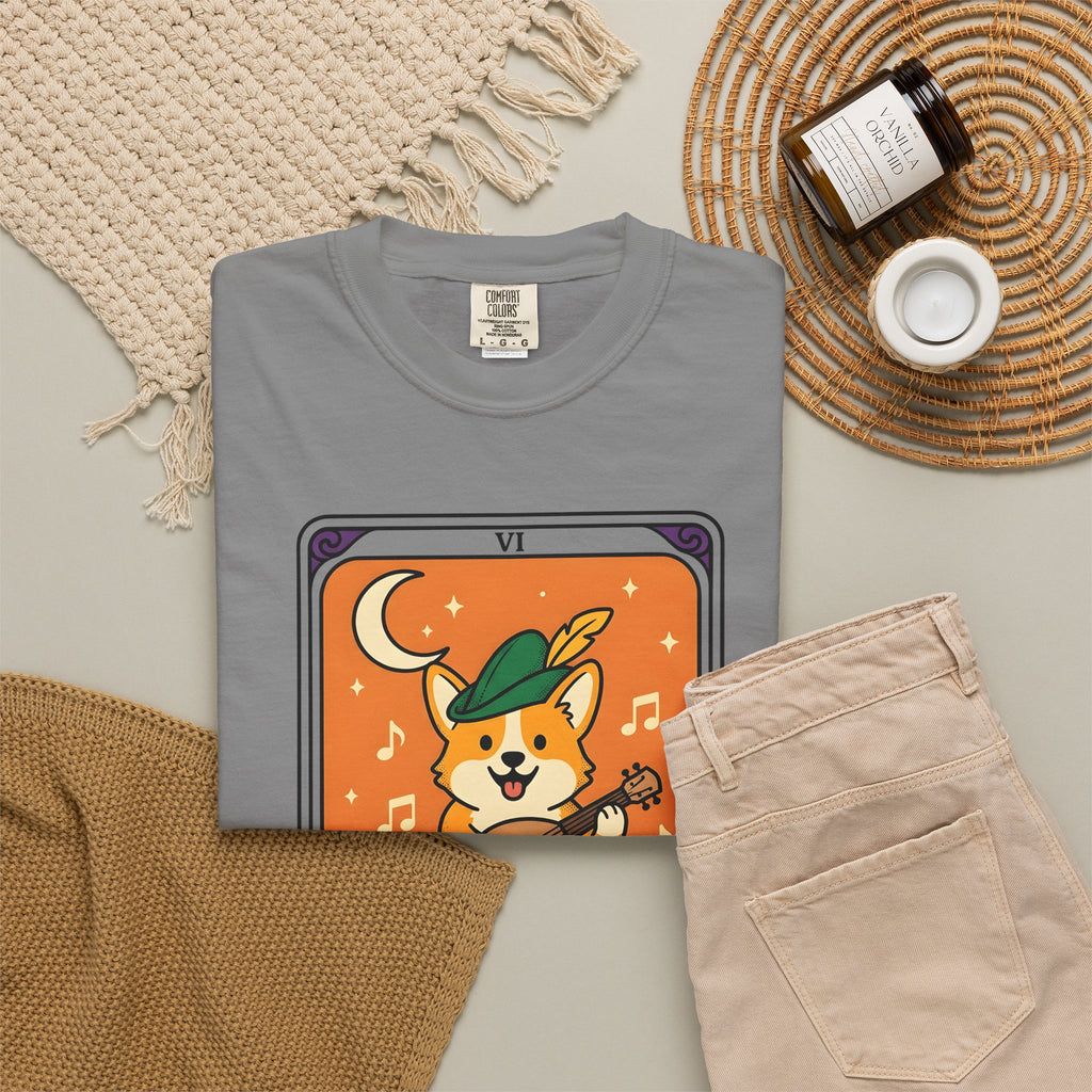 Corgi Performer T-Shirt Boho Chic Animal Gift Women Anime T-Shirt Pembroke Welsh Corgi T-Shirt Bohemian Fan Manga T-Shirt Animal Graphic Hand Drawn