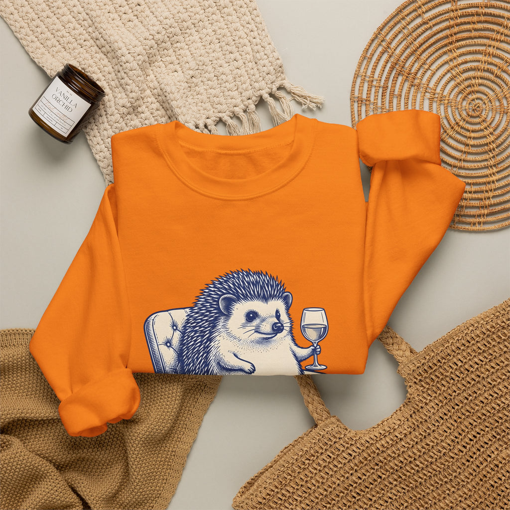 Hedgehog Seat Cute Pet Gift Sketch Hedgehog Adorable Fan Hedgehog Drawing Retro Wine Cup Sweatshirt