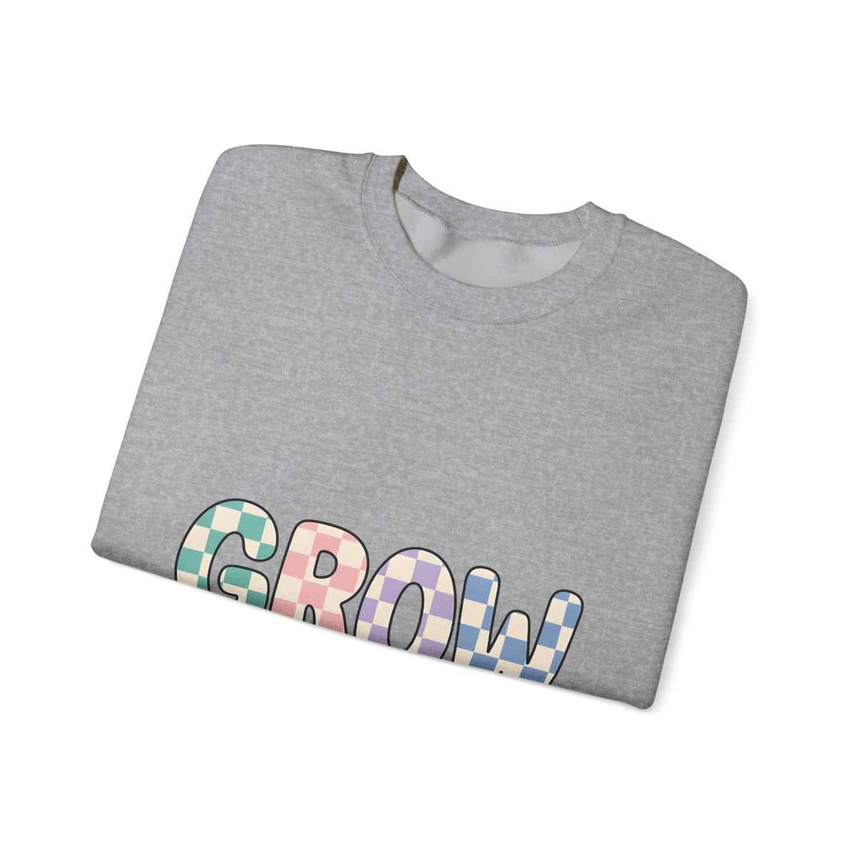 Checkered Letters Sweatshirt Teacher Positivity Gift Women Playful Sweatshirt Alphabet Sweatshirt Educator Enthusiast Fun Sweatshirt Optimistic Graphic Retro
