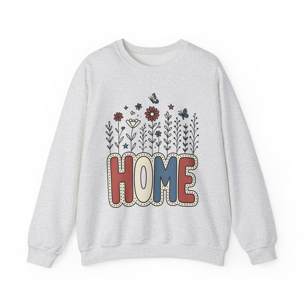 Floral Home Graphic Sweatshirt America Patriotic Gift Women Boho Sweatshirt Home Decor Sweatshirt American Fan Bohemian Sweatshirt Star Graphic Retro Butterfly