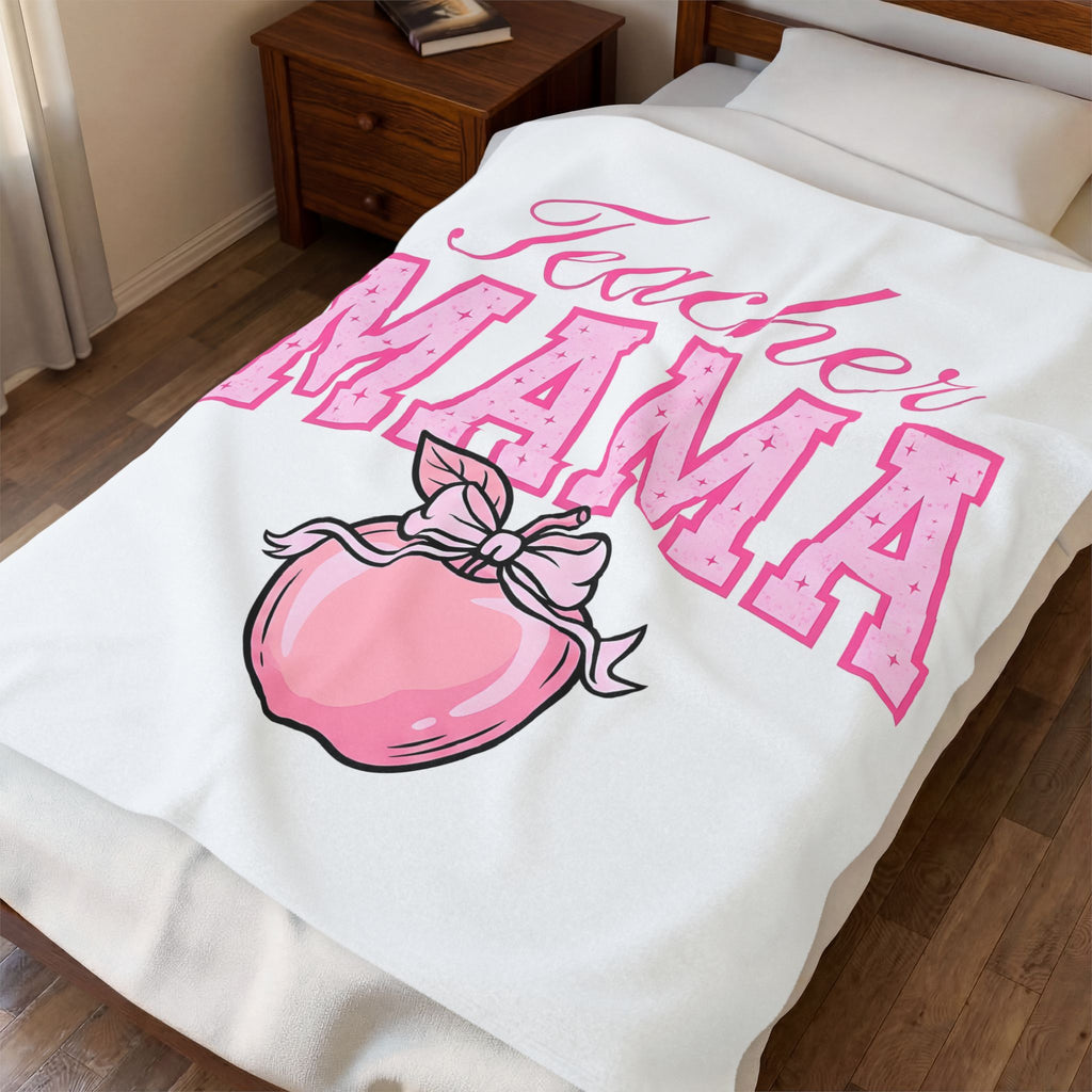 Red Apple Bow Blanket Moms Teaching Gift Women Pop Art Blanket Apple Blanket Mother Enthusiast Retro Blanket Educator Graphic Old School Star