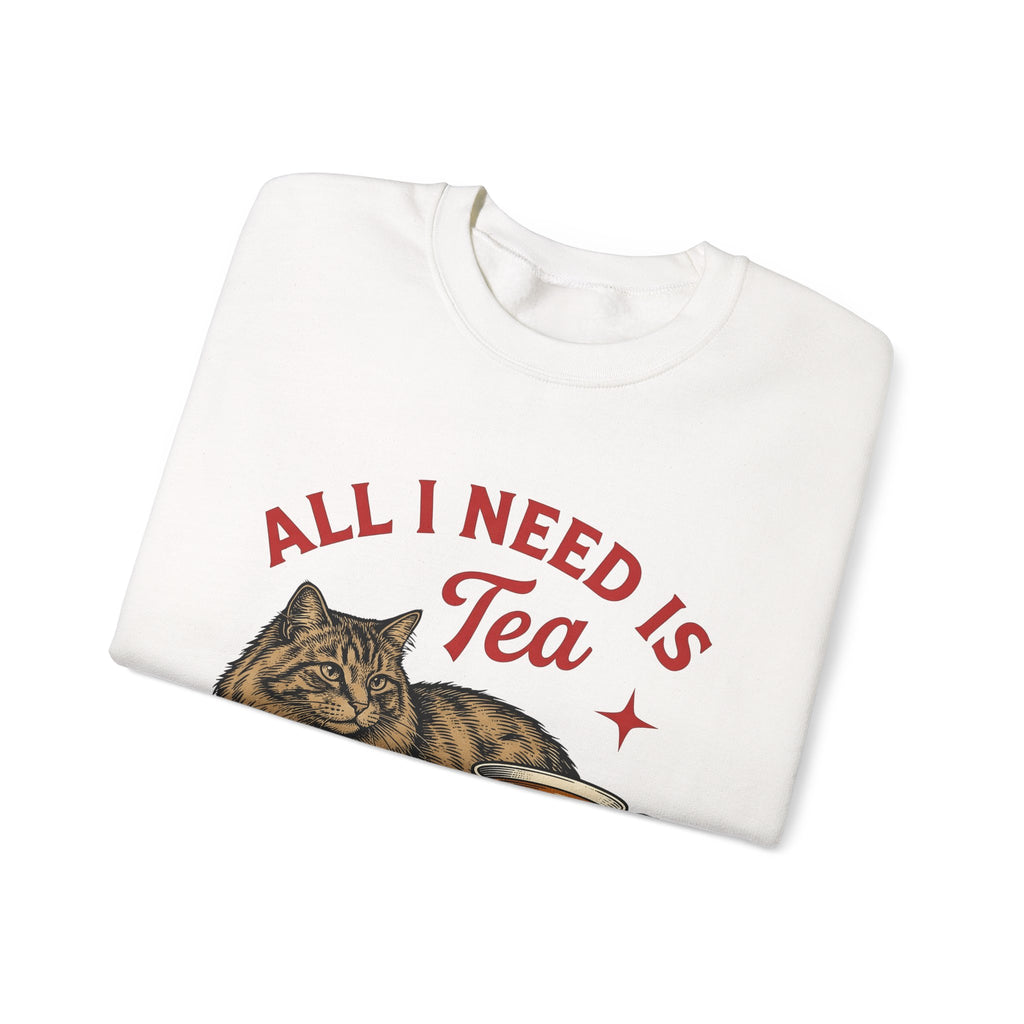 Cat Tea Cup Sweatshirt Cat Tea Gift Women Vintage Sweatshirt Kitty Sweatshirt Feline Fan Retro Sweatshirt Tea Infusion Graphic Hand Drawn Star Sweatshirt