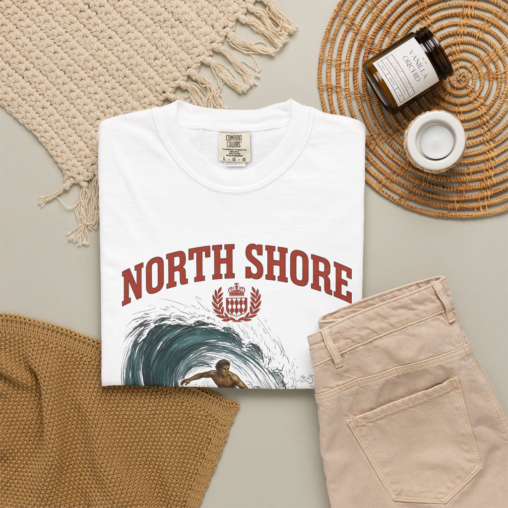 Surfer Wave Surfing Beach Gift Vintage Wave Surfer Fan Retro Coastal Hand Drawn Palm T-Shirt
