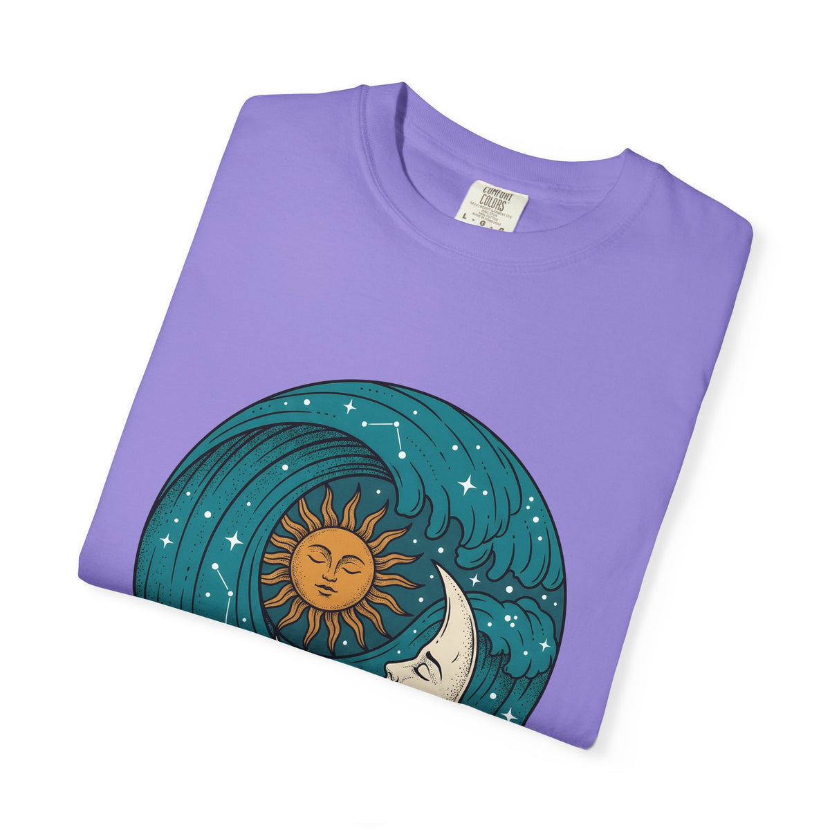 Sun Moon Sea Celestial Horoscope Gift Folk Ocean Astrology Enthusiast Bohemian Zodiac Rustic Star T-Shirt