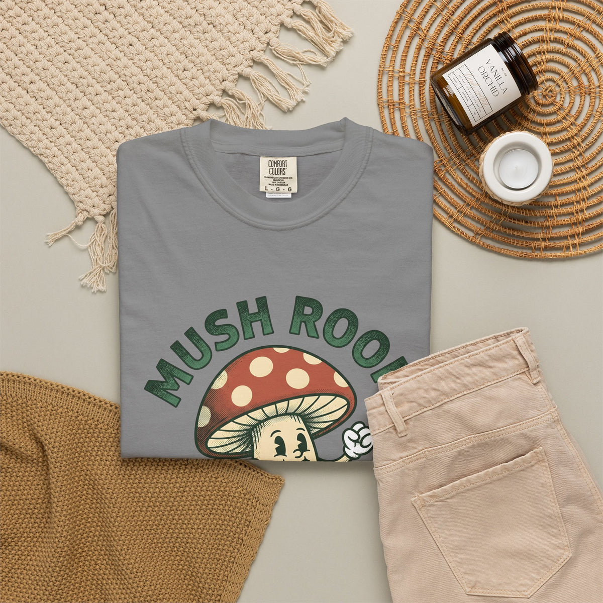 Funny Mushroom T-Shirt Funny Outdoors Gift Women Classic T-Shirt Toadstool T-Shirt Humor Fan Vintage T-Shirt Camping Graphic Hand Drawn Smiley Face