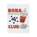 Tapioca Tea Blanket Boba Dessert Gift Women Hand Drawn Blanket Bubble Tea Blanket Boba Fan Hand Drawn Blanket Sweet Graphic Line Art Carp Blanket